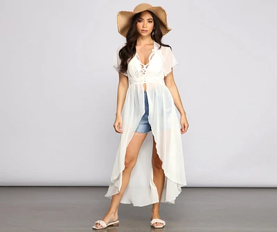 Flirty And Fluttery Chiffon High Low Duster