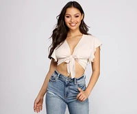 Flirty Flutter Sleeve Crop Top