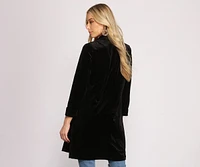 Luxe Velvet Long Line Blazer