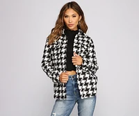 So Chic Houndstooth Woven Shacket