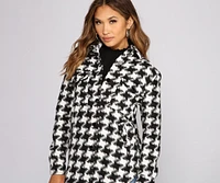 So Chic Houndstooth Woven Shacket