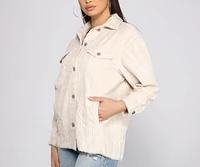 Trendy Corduroy Button-Up Shacket