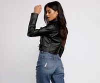 Edgy Glam Faux Leather Quilted Moto