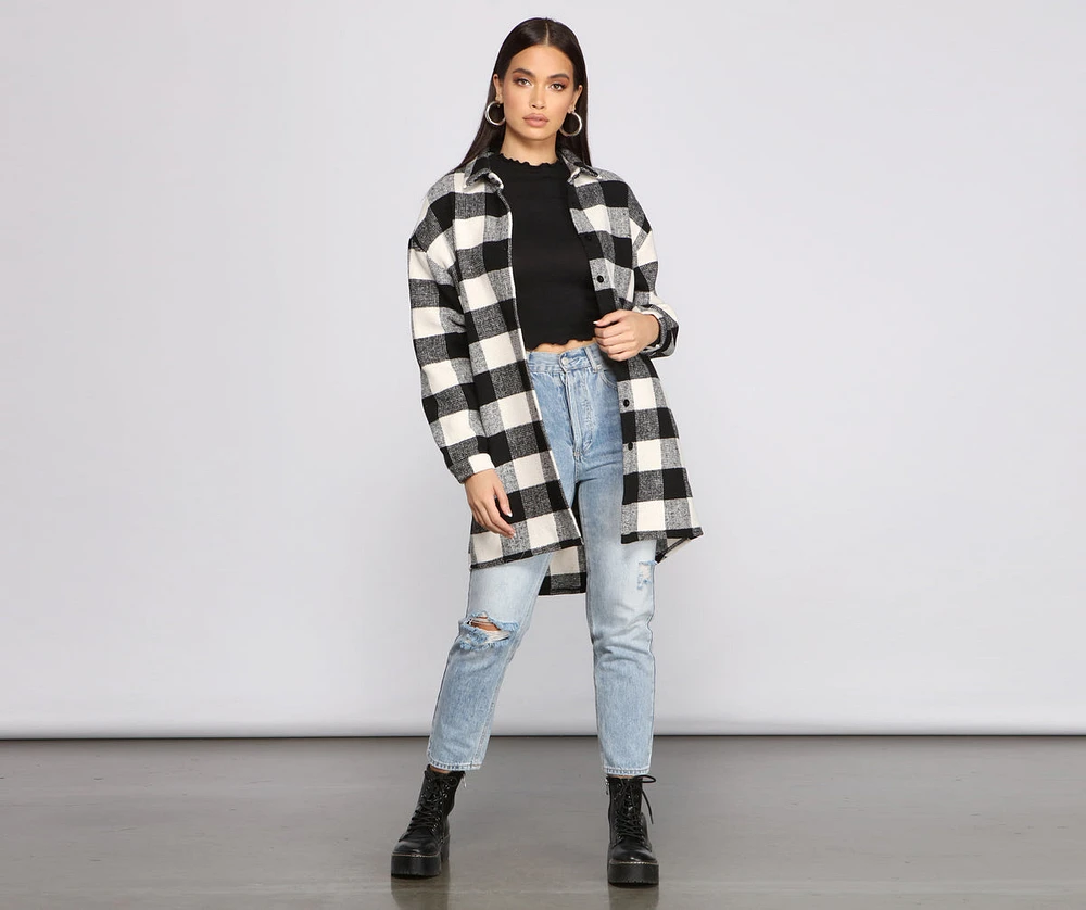 Bet On It Oversized Plaid Shacket