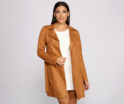 Chic The City Faux Suede Trench