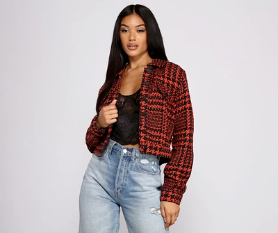 So Chic Houndstooth Cropped Jacket