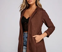 A Chic Look Faux Suede Blazer