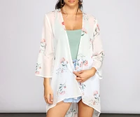 Flirty And Floral High Low Chiffon Kimono