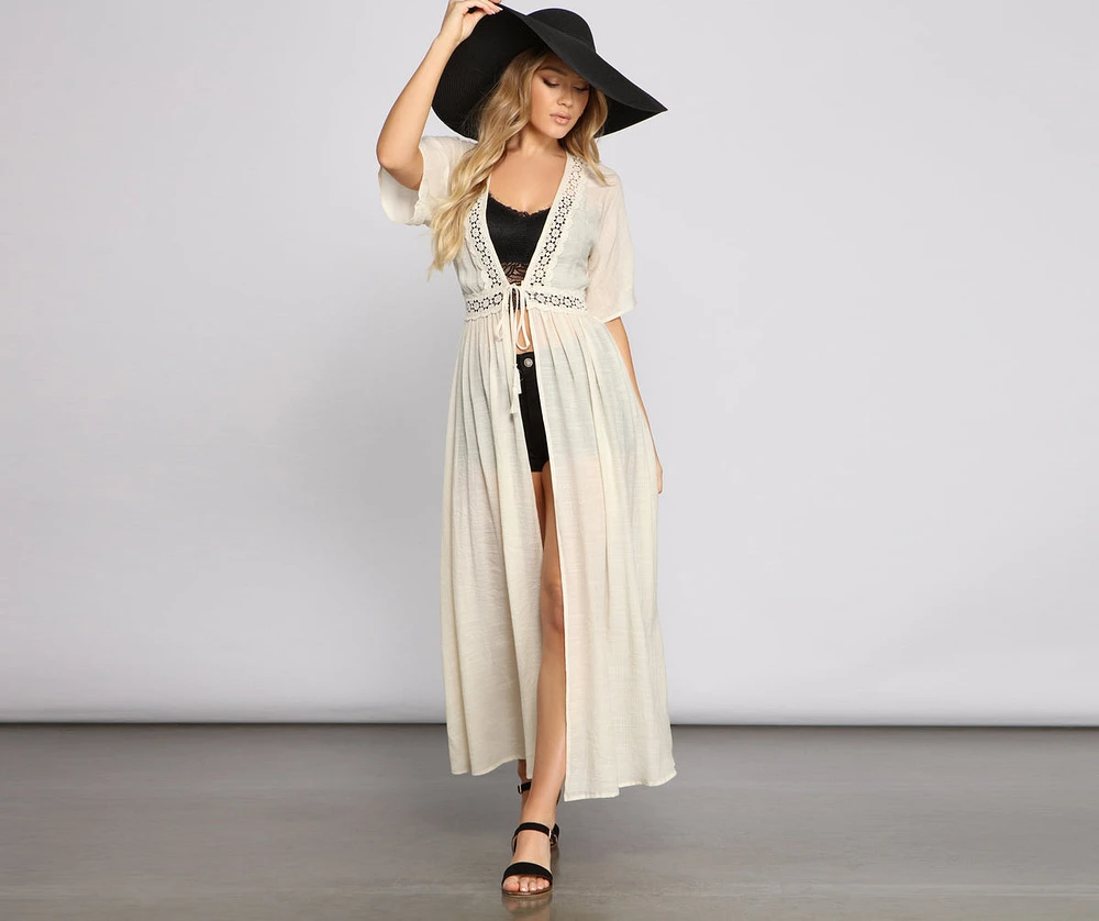 Boho Beauty Gauze Knit Kimono Duster