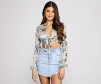 Sweet And Flirty Floral Tie-Front Top