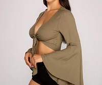 Flared Glamour Tie Front Top