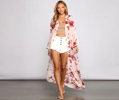 Embraced Beauty Chiffon Floral Duster