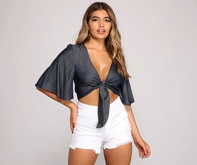 Flirty And Fluttery Tie Front Top