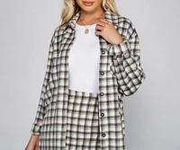 Preppy And Cute Long Plaid Shacket