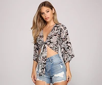 Bohemian Moment Paisley Tie Front Top