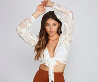 Boho Babe Lace Tie-Front Top