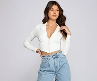 Hook And Eye Crepe Crop Top