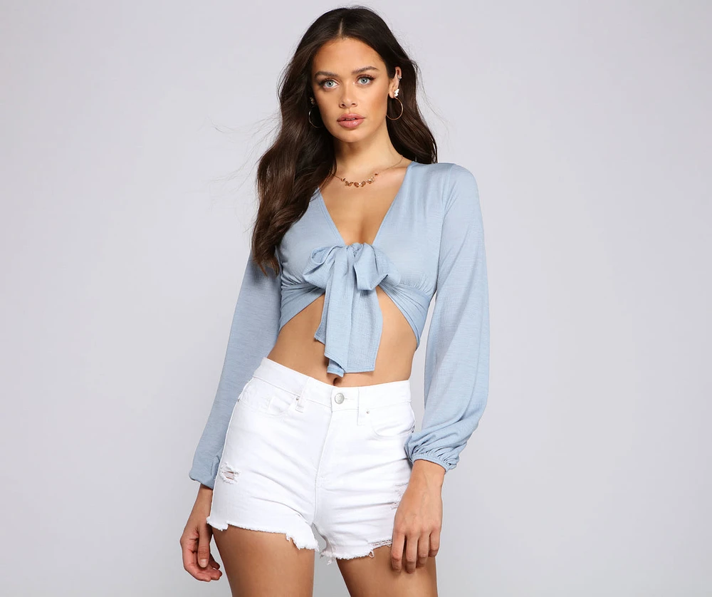 Style Glowup Tie Front Top