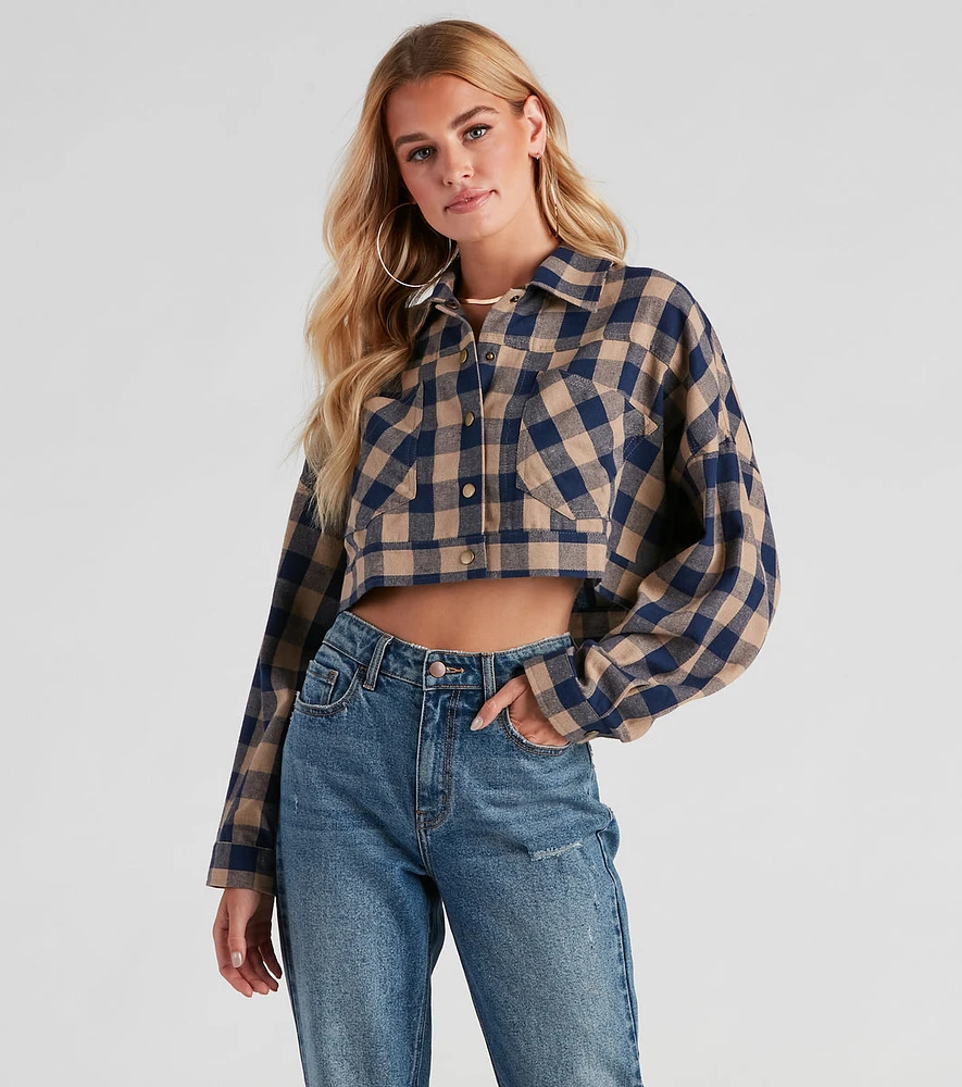 Big On Plaid Cropped Jacket