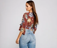 Sprung On Style Floral Tie Front Top