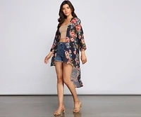 Effortless Style Floral Chiffon Kimono