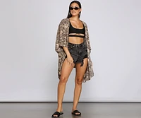 Sheer Snake Print Kimono