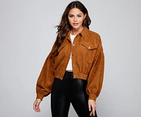 Effortlessly Chic Corduroy Cropped Jacket