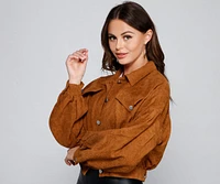 Effortlessly Chic Corduroy Cropped Jacket