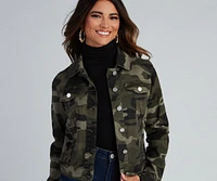 Cutie Camo Button-Down Twill Jacket