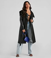 Elevated And Chic Faux Leather Trench