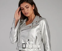 All That Shine Metallic Moto Jacket