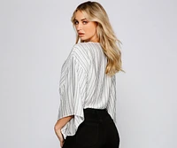 Coast On Striped Tie Front Top