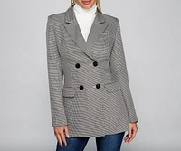 So Professional Plaid Longline Blazer