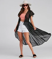 Flirty Flutter Sleeve Chiffon Duster