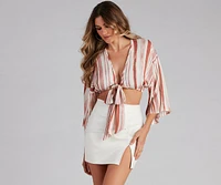 Breezy Striped Tie-Front Top