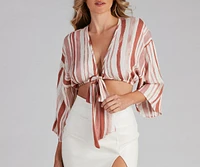 Breezy Striped Tie-Front Top