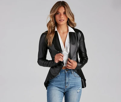 Dressy And Chic Faux Leather Blazer