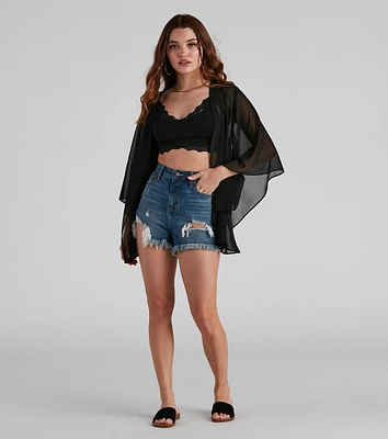 Sheer Secrets Chiffon Short Kimono