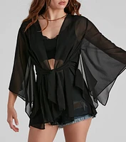 Sheer Secrets Chiffon Short Kimono