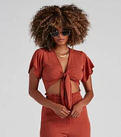 Weekend Mood Tie-Front Top