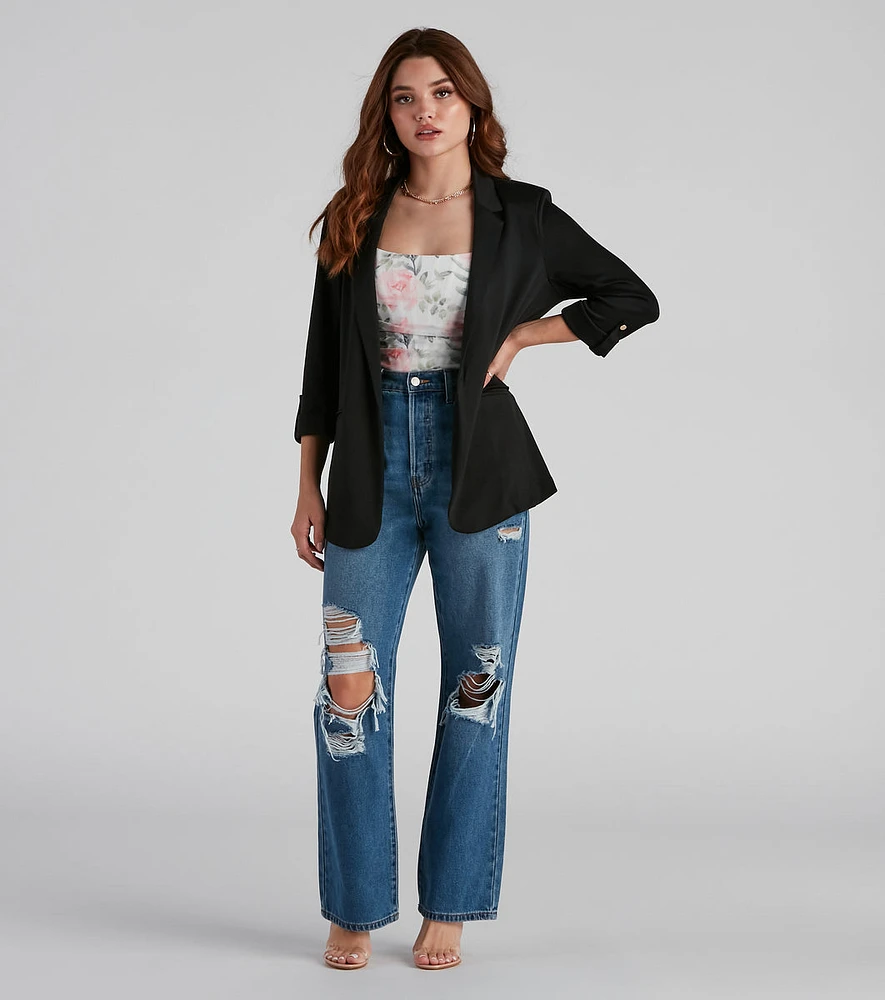 Chic Fit Cuffed Boyfriend Blazer