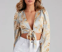 Golden Girl Satin Tie-Front Top