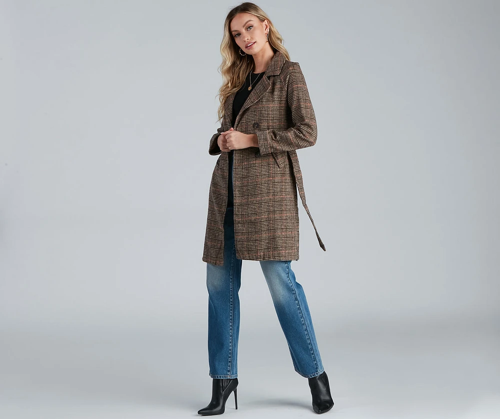 Uptown Plaid Trench Coat