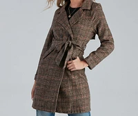 Uptown Plaid Trench Coat