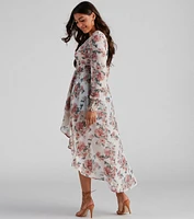 Make It Floral Chiffon High-Low Duster