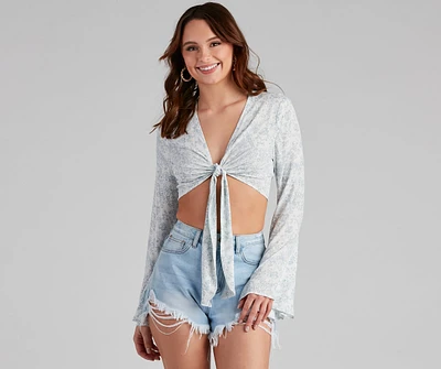 Seaside Chic Cropped Tie-Front Top