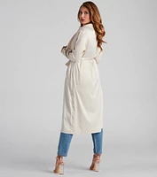 Chic Satin Belted Trench