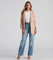 Biz Call 3/4 Sleeve Boyfriend Blazer