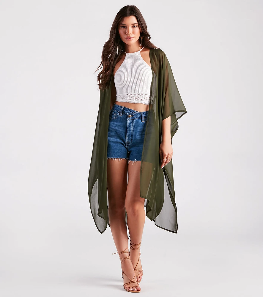 Arrived Style Chiffon Sheer Kimono