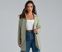 Here For It Faux Suede Trench